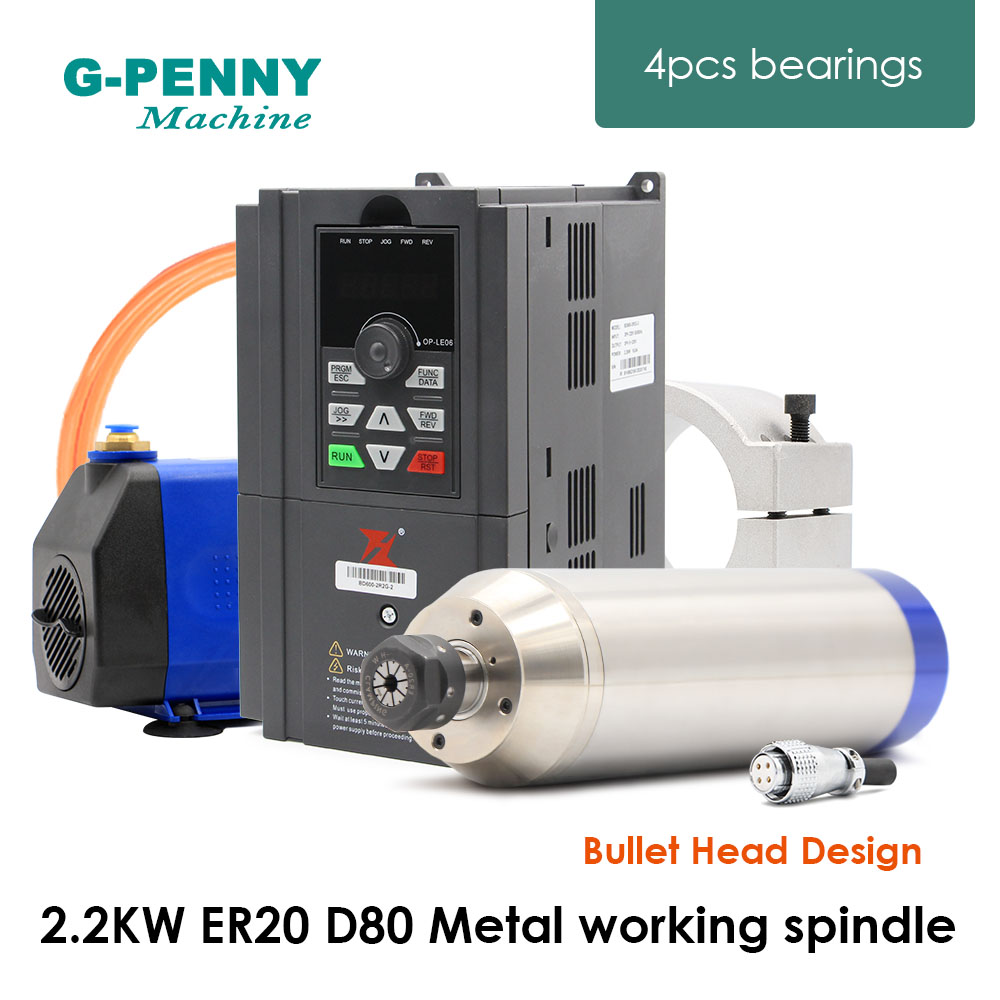 2.2kW ER20 D80 금속 스핀들, 수냉식 스핀들 - 2.2Kw Water Cooled Spindle Kit Vfd 리뷰 및 가격